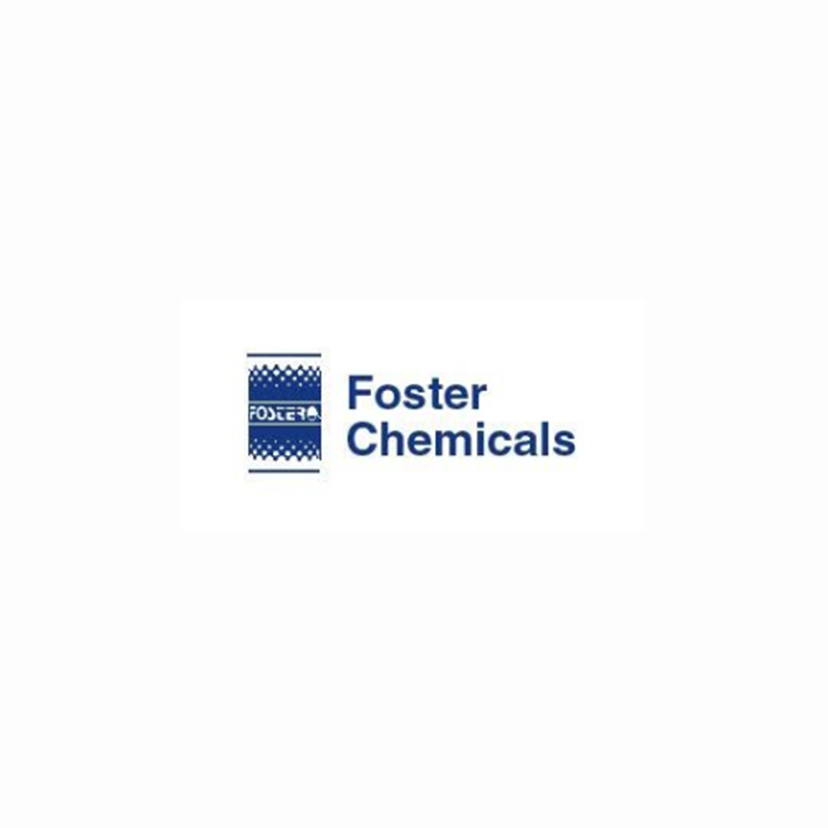 Blue text square and text reading "Foster Chemicals" on a white background