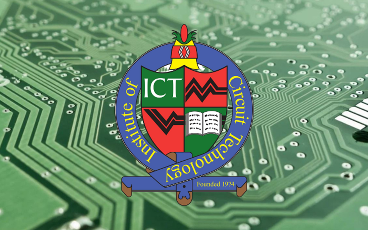 Institute of Circuit Technology logo on a piece of green technological hardware