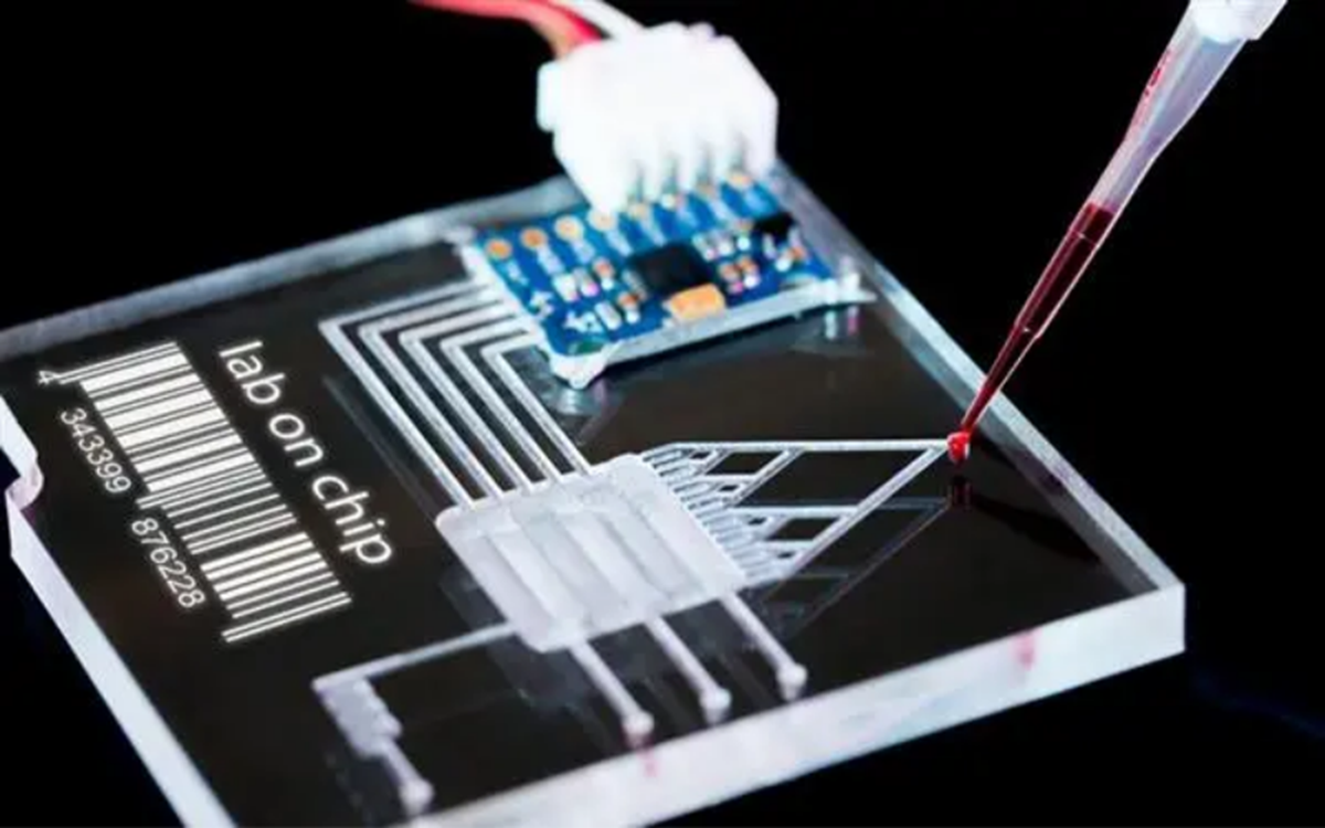 A technological chip on a piece of hardware