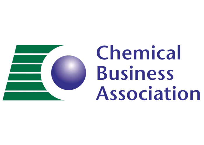 Chemical Business Association - blue text on a pixelated background 