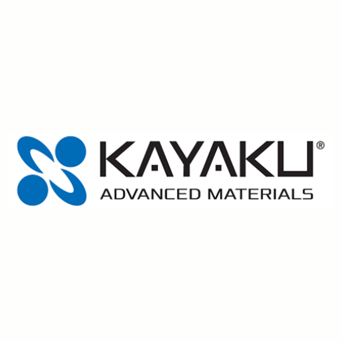 Blue shape and black text reading "Kayaku Advanced Materials" on a white background